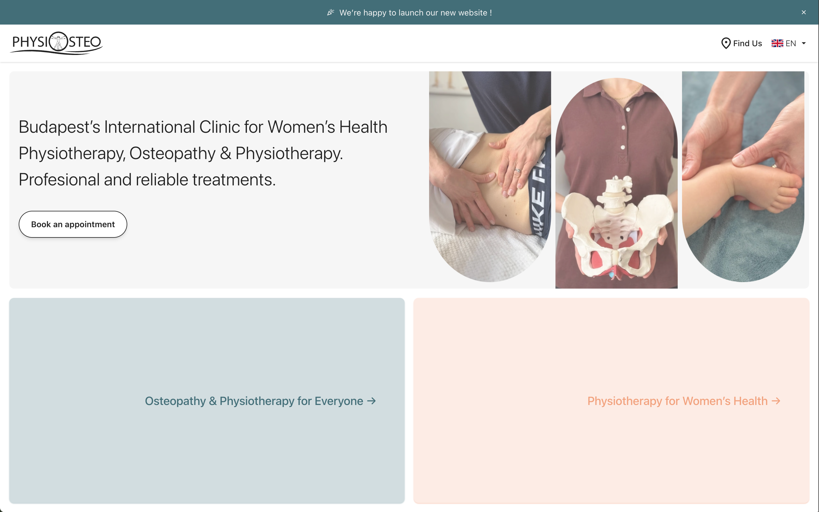 Physiosteo landing page mockup